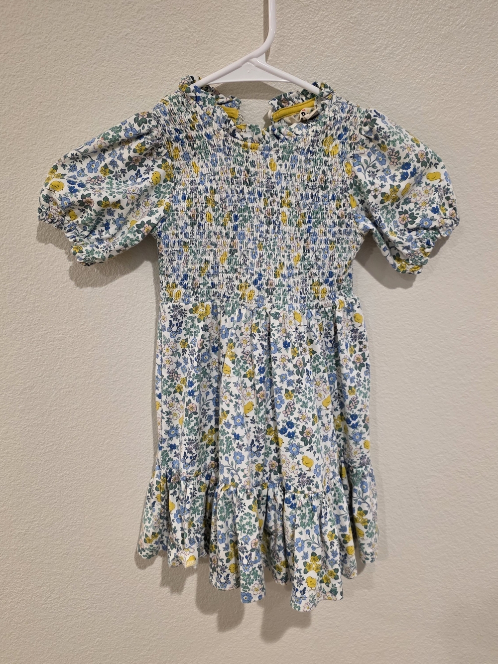 Mini Boden Blue and Yellow Floral Smocked Dress